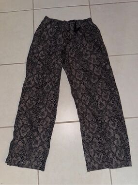Wide Leg Animal Print Lounge Pants - Black and Taupe